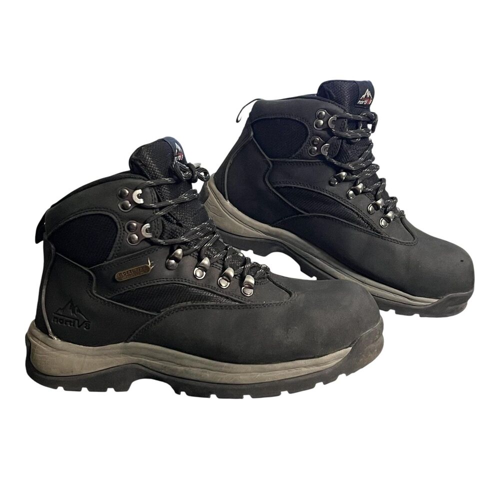 NortiV8 Boots Mens Size 7 Black Waterproof Hiking Work Combat Trail Steel Toe